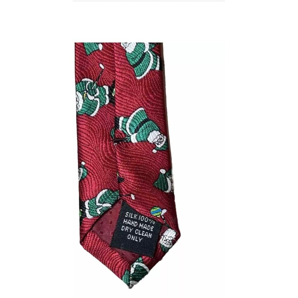 Red Silk Christmas Santa Golf Tie‎ Cape Cod Neckwear Mens Kitschy Festive Office - Picture 5 of 6